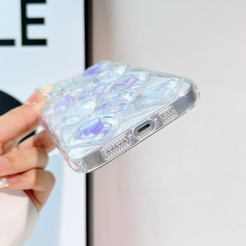 Luxury 3D Laser Gradient Heart Diamond Clear Soft Compatible with iPhone Case