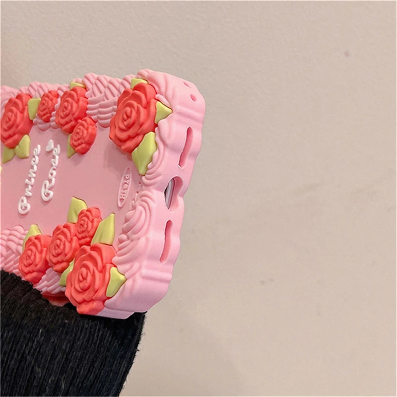 Cute 3D Rose Flower Floral Silicone Compatible with iPhone Case