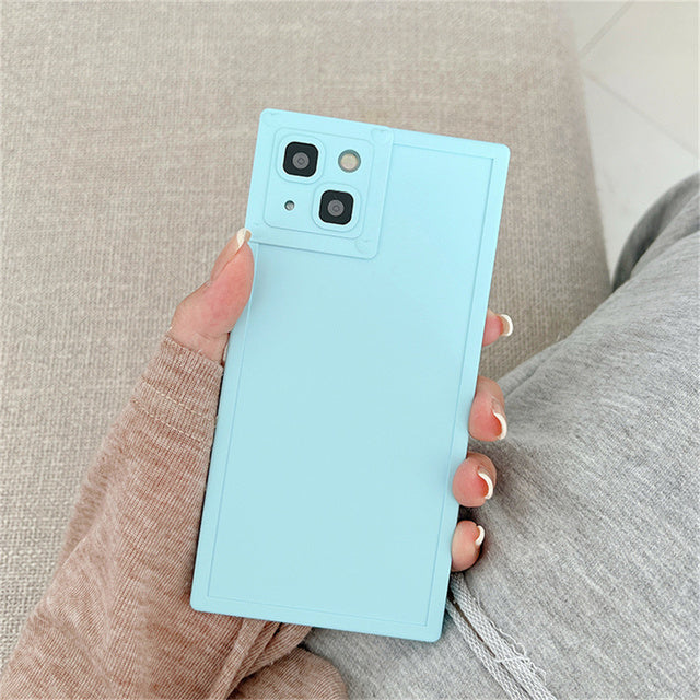 Cute Love Heart Lens Candy Solid Color Square Shockproof Compatible with iPhone Case