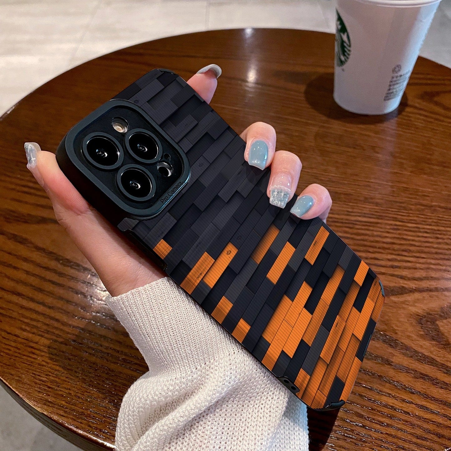 Black Orange Bricks Compatible with iPhone Case