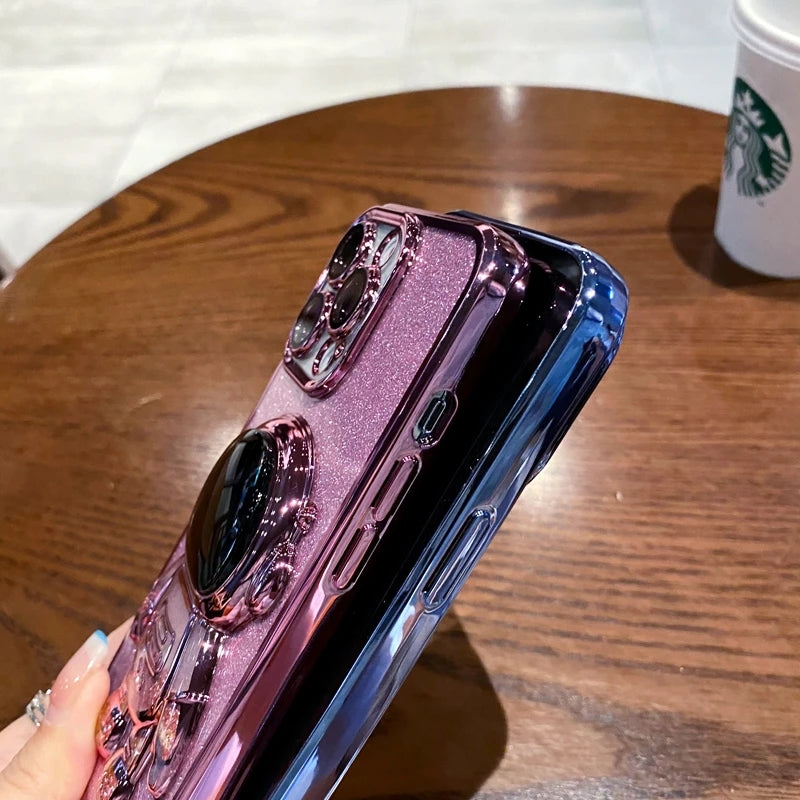 Astronaut Fold Stand Holder Glitter Plating Compatible with iPhone Case