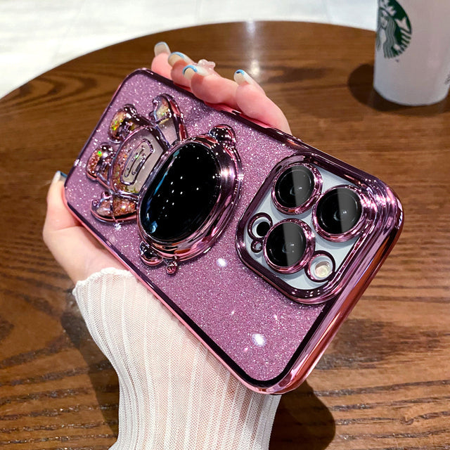 Astronaut Fold Stand Holder Glitter Plating Compatible with iPhone Case
