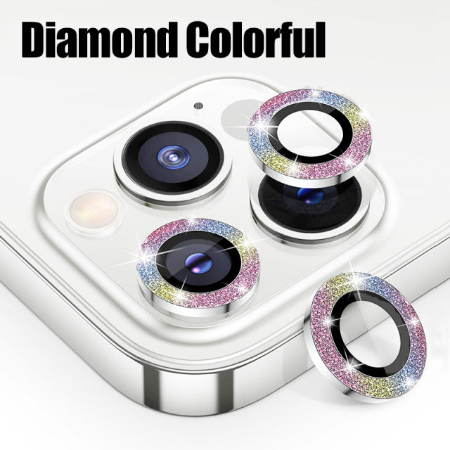 Metal Diamond Camera Lens Glass Compatible with iPhone Camera Protectors