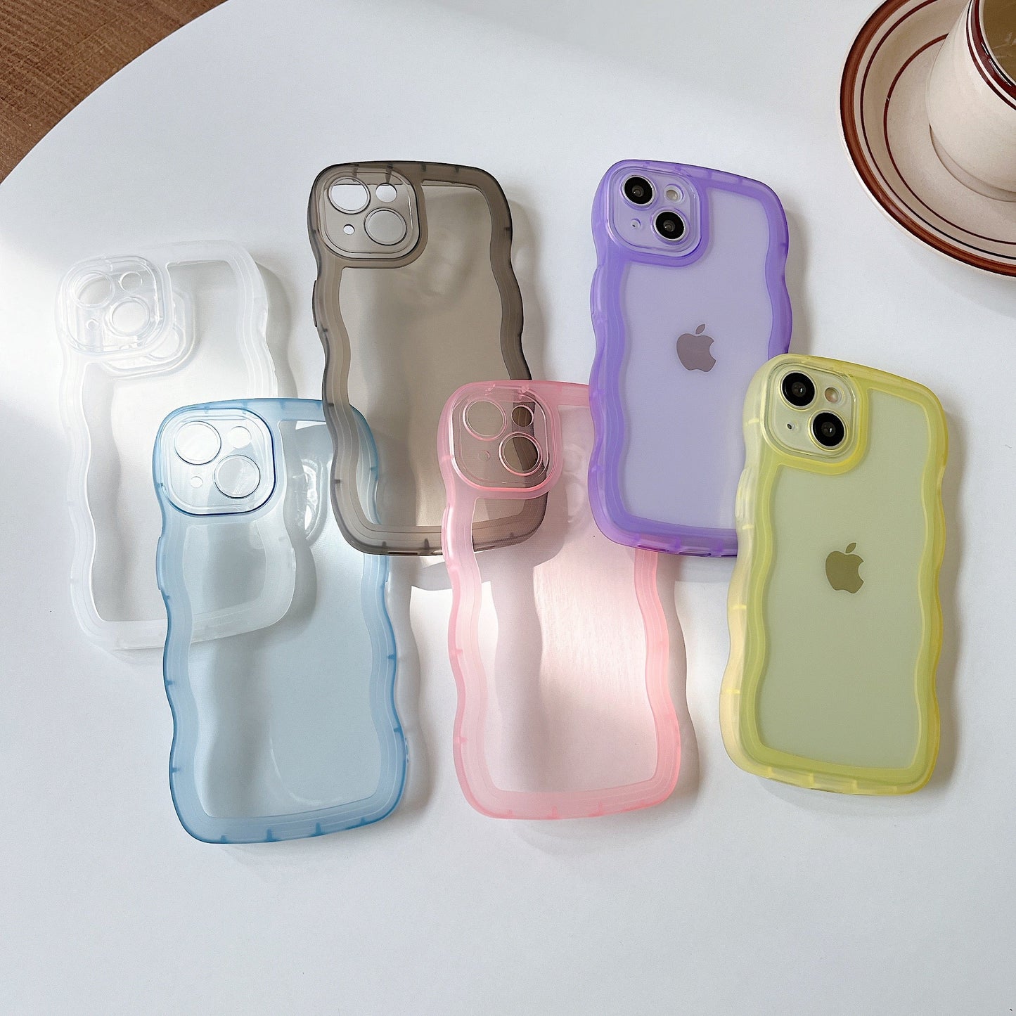 Curly Wave Frame Clear Soft Compatible with iPhone Case