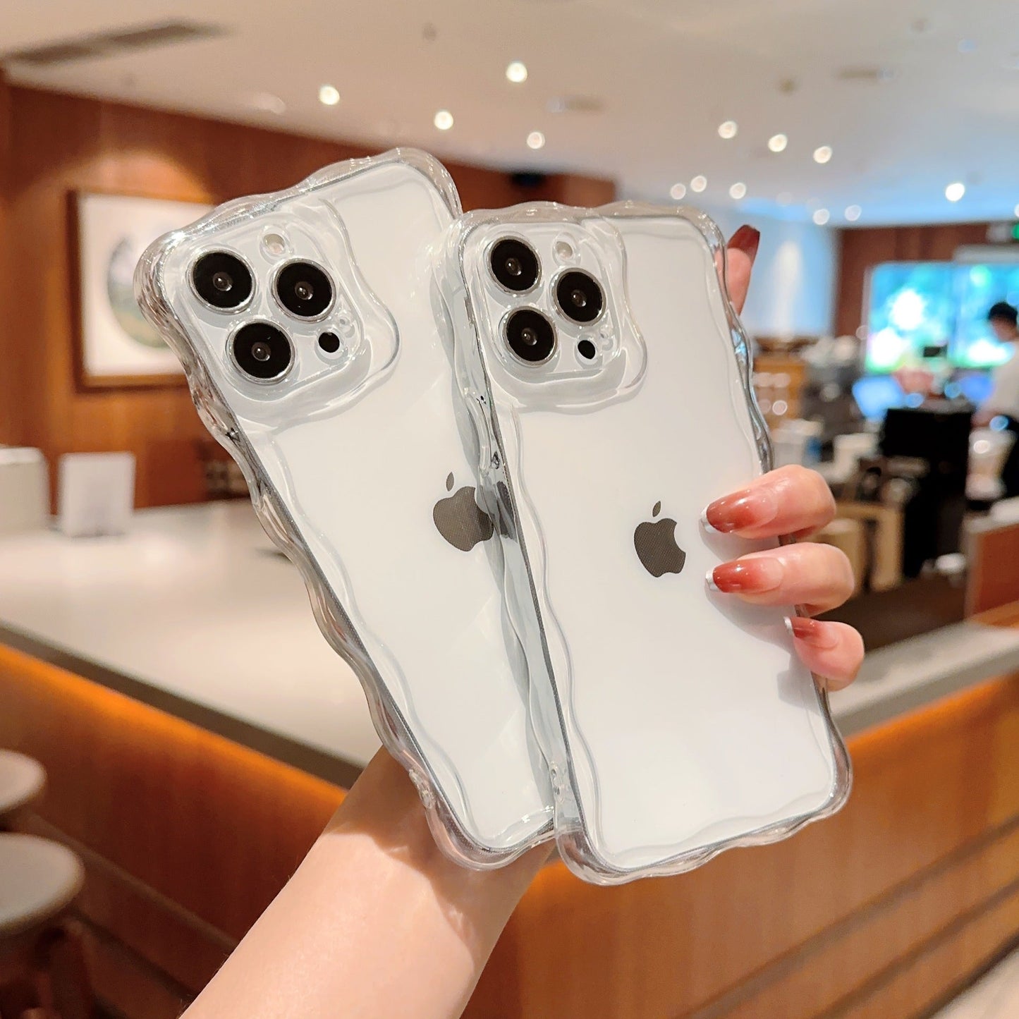 Clear Curly Wave Compatible with iPhone Case