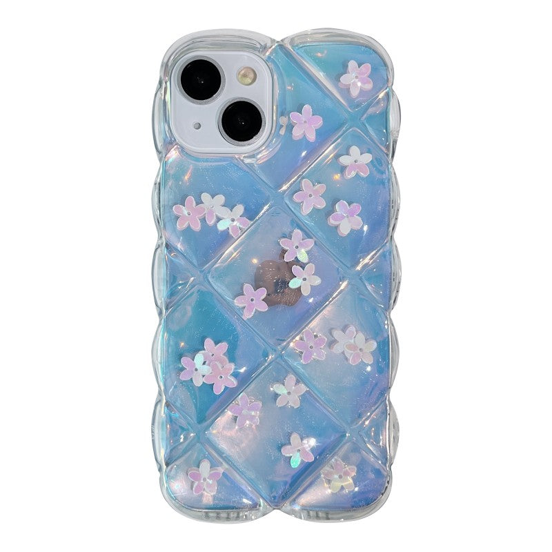 Luxury Laser 3D Flower Floral Clear Compatible with iPhone Case