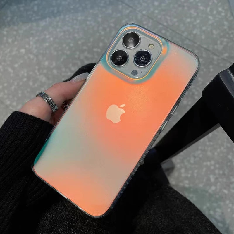 Luxury Matte Laser Gradient Clear Compatible with iPhone Case