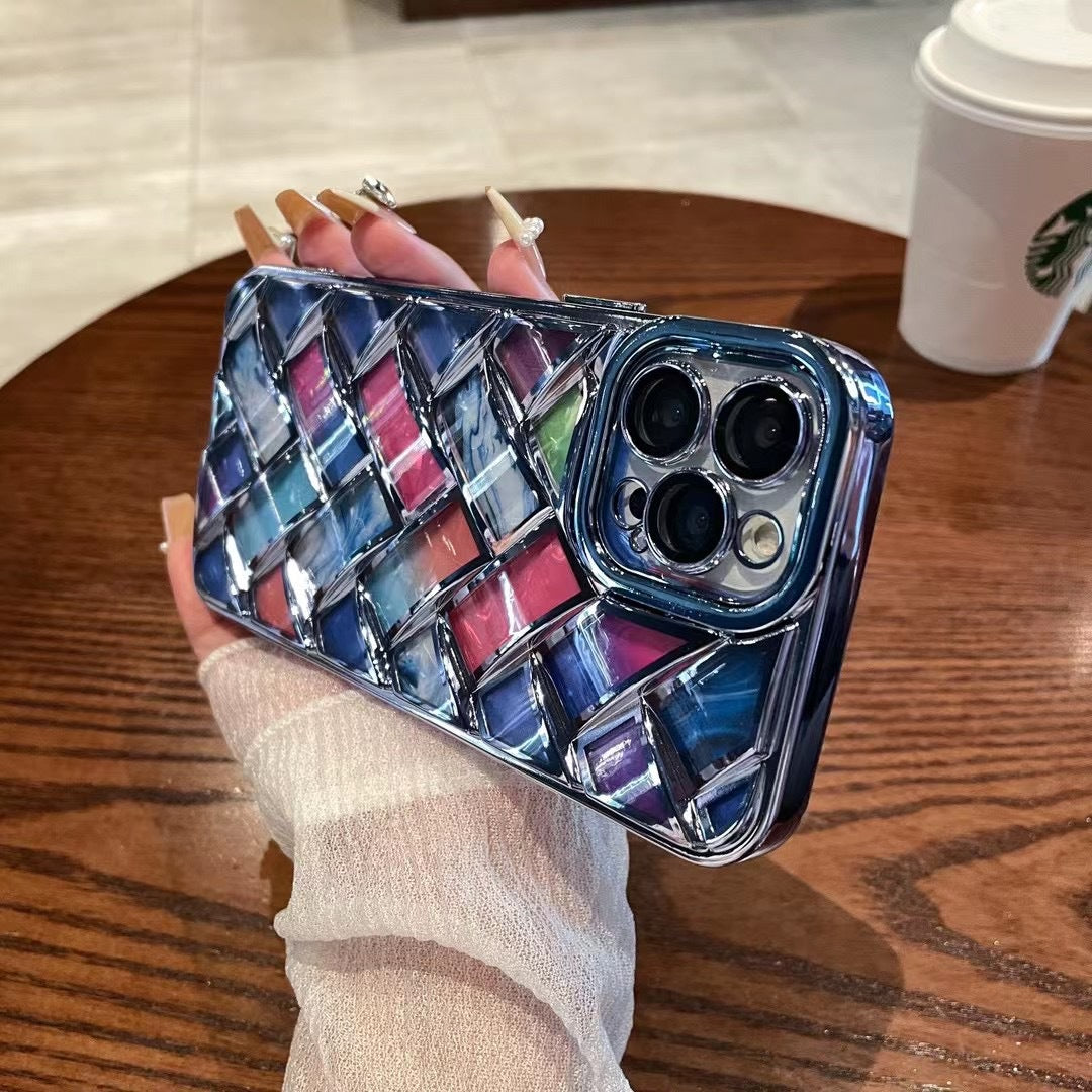 Colorful Plated Weave Pattern Compatible with iPhone Case