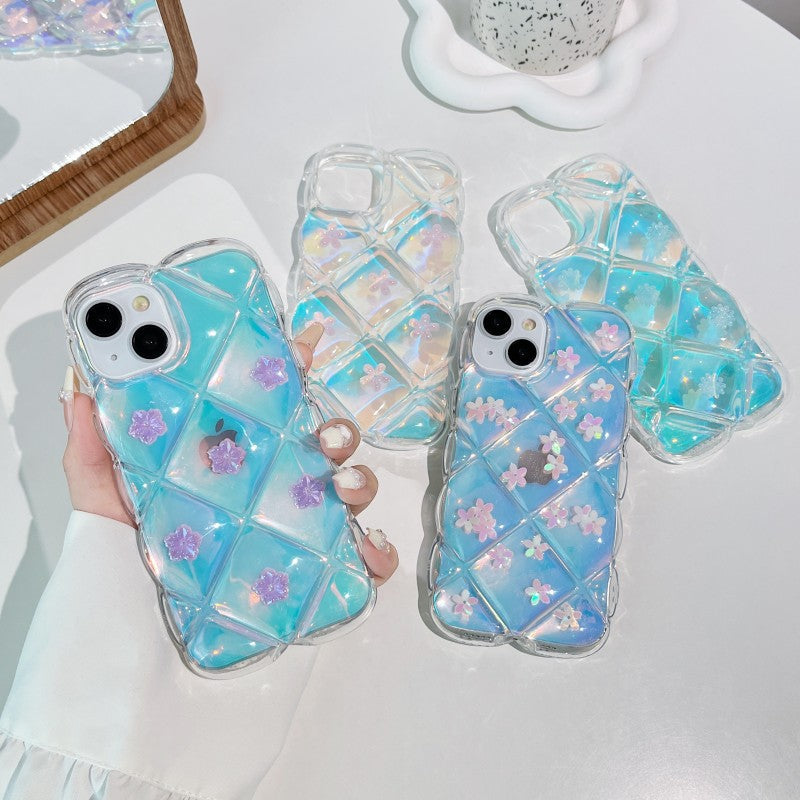 Luxury Laser 3D Flower Floral Clear Compatible with iPhone Case