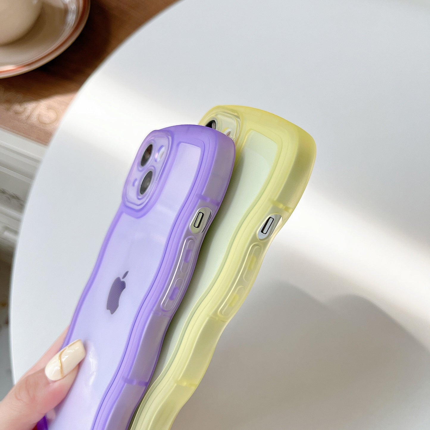 Curly Wave Frame Clear Soft Compatible with iPhone Case