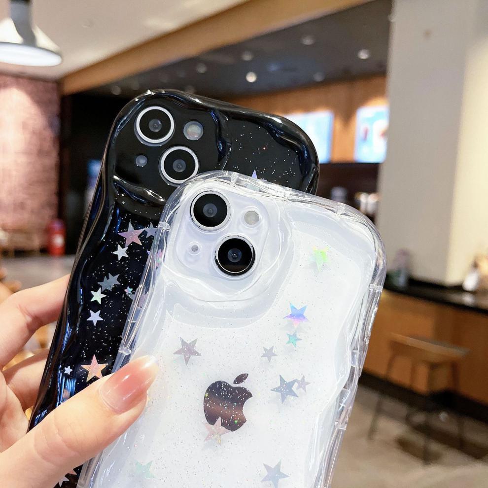 Curly Wave Glitter Stars Compatible with iPhone Case