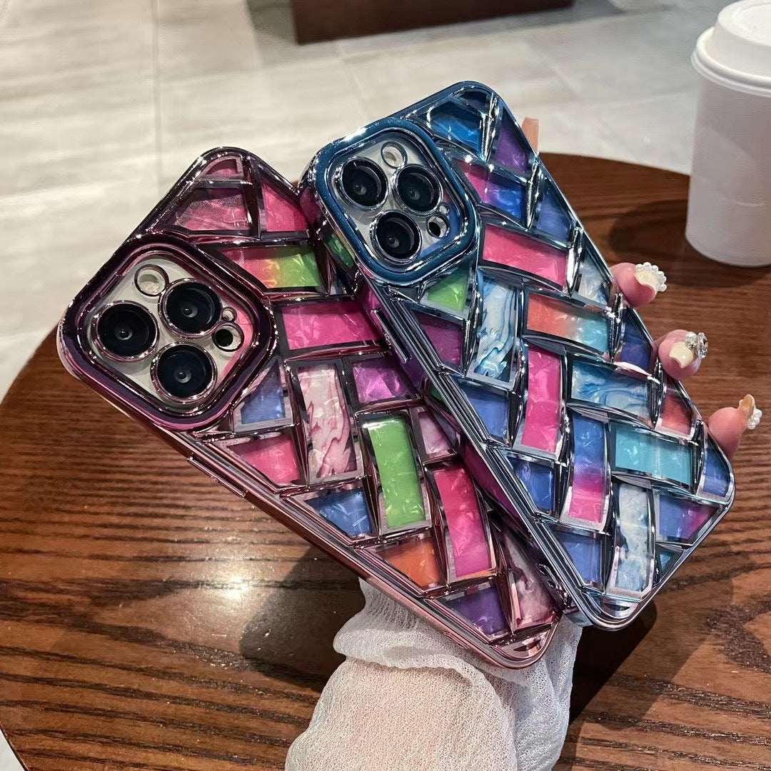 Colorful Plated Weave Pattern Compatible with iPhone Case