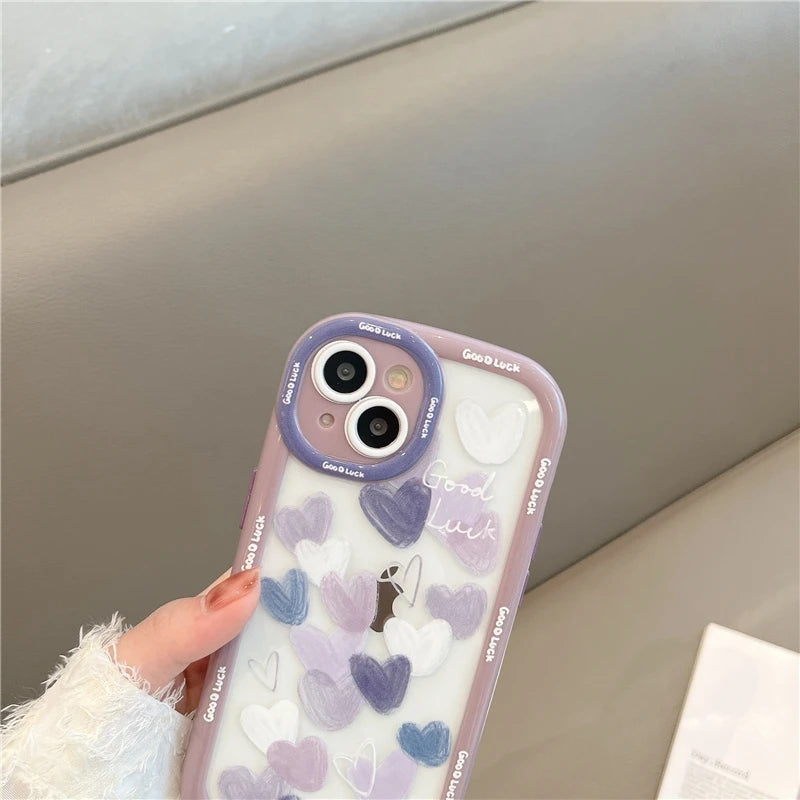 Cute Love Heart Smile Camera Protection Clear Compatible with iPhone Case