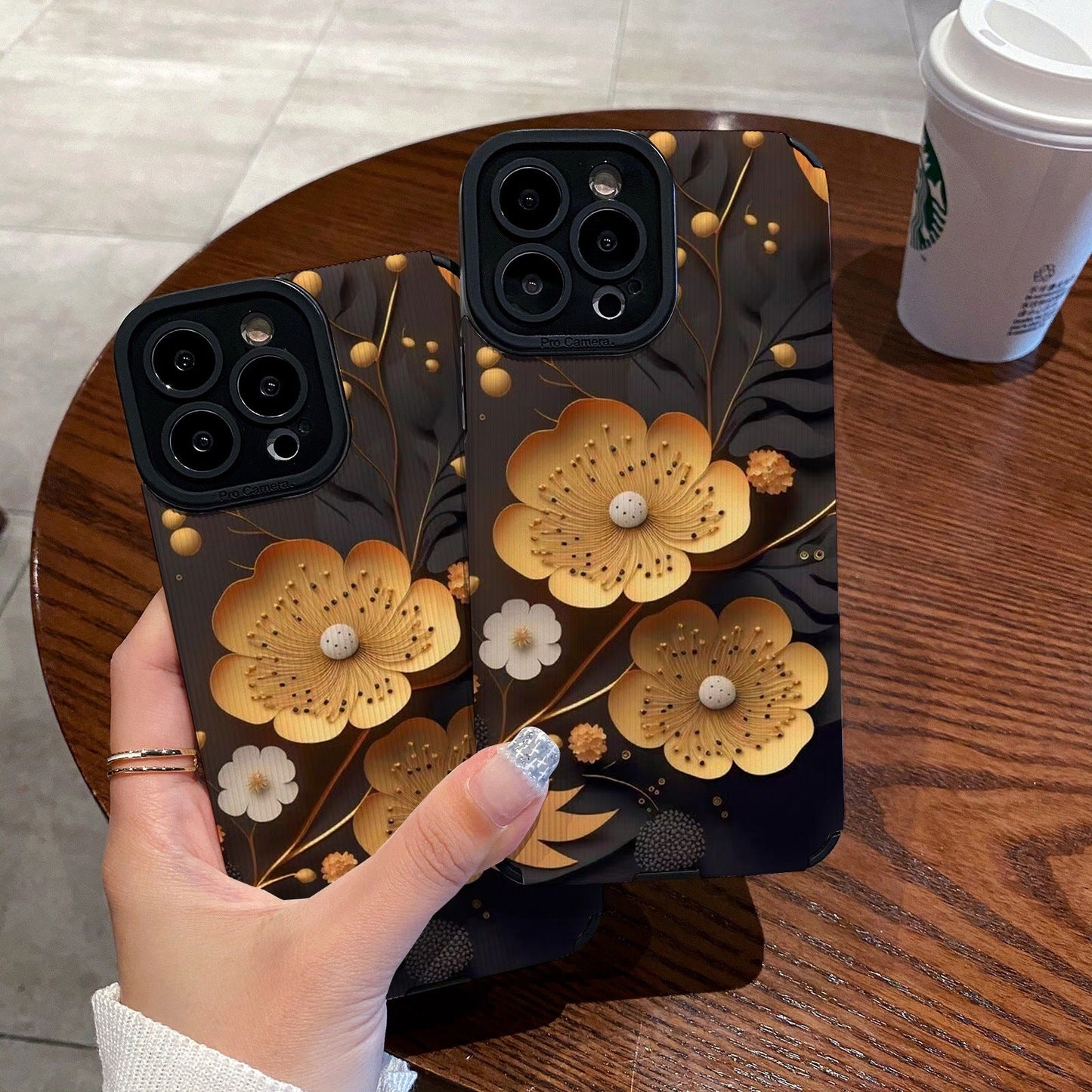 Gold Flower Floral Compatible with iPhone Case
