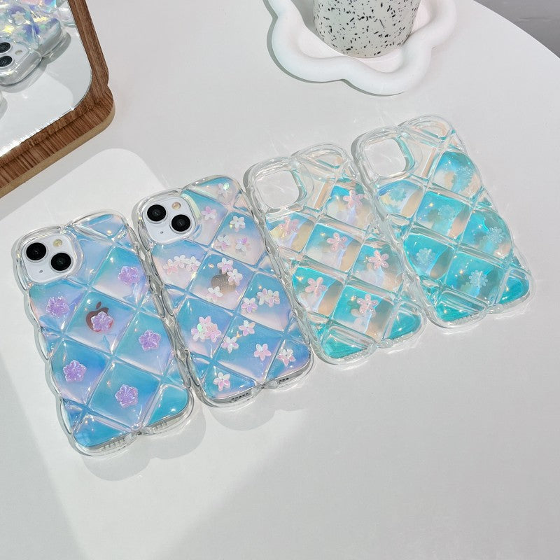 Luxury Laser 3D Flower Floral Clear Compatible with iPhone Case