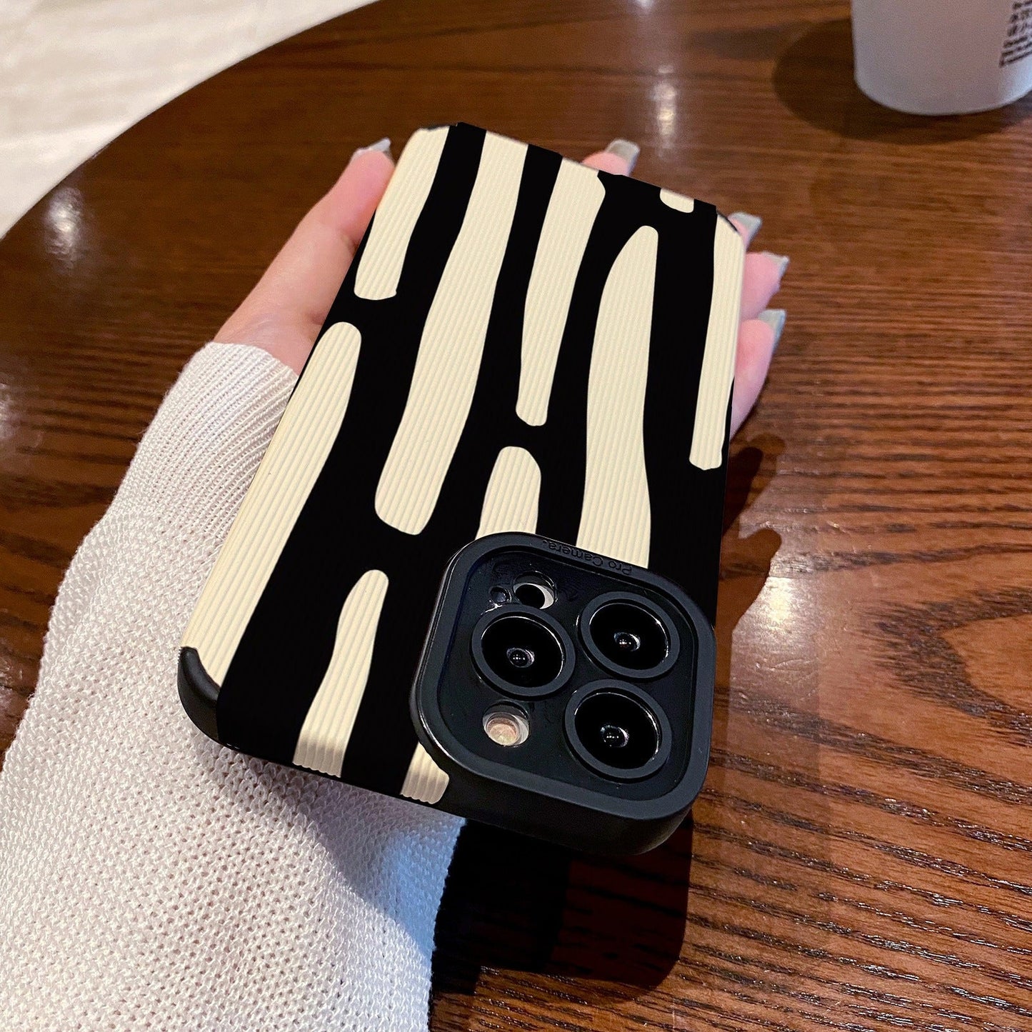 Black White Strips Compatible with iPhone Case