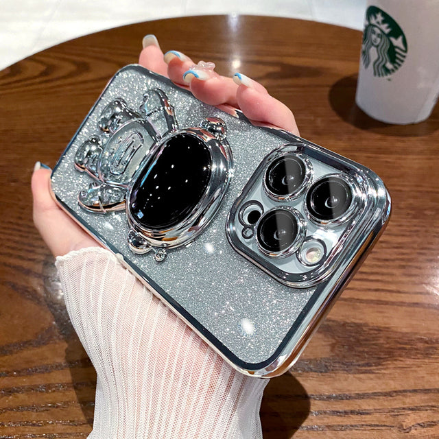 Astronaut Fold Stand Holder Glitter Plating Compatible with iPhone Case