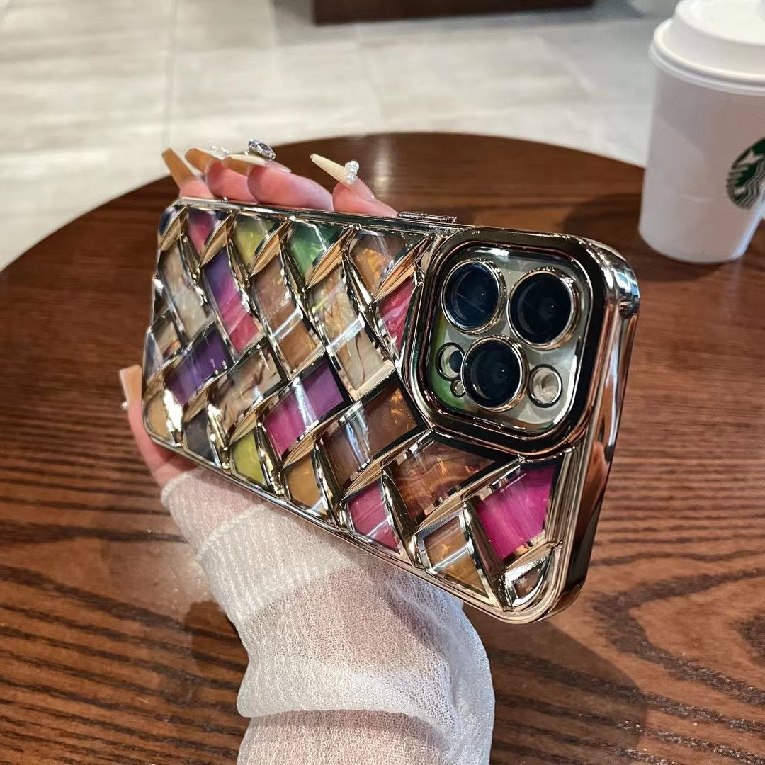 Colorful Plated Weave Pattern Compatible with iPhone Case