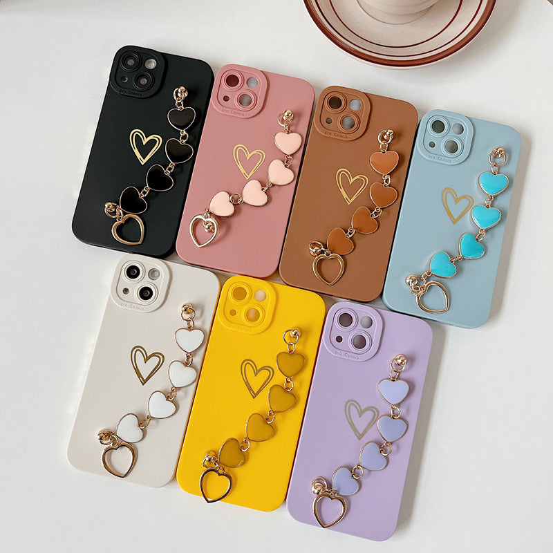 Cute Love Heart Wrist Strap Chain Bracelet Soft Compatible with iPhone Case