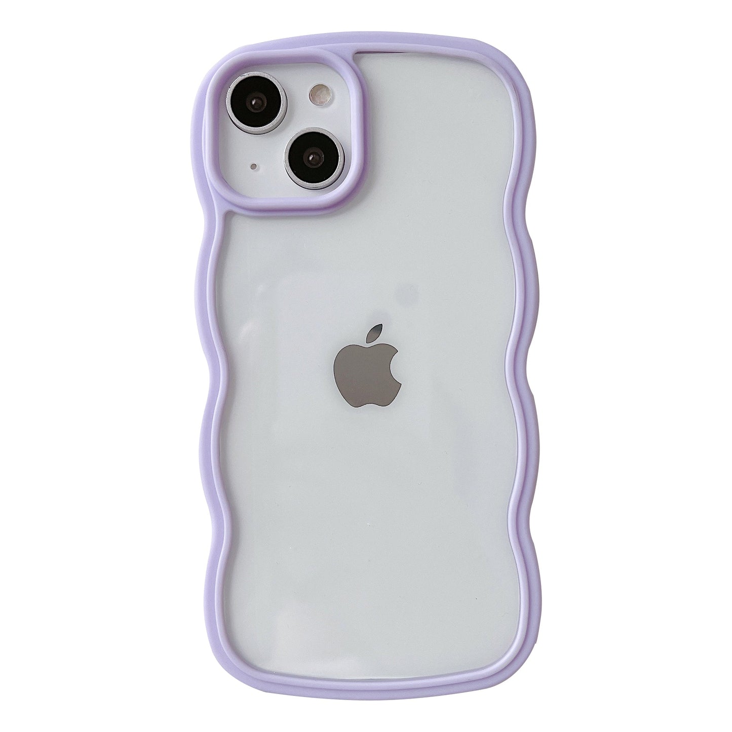 Solid Color Curly Wavy Frame Clear Soft Compatible with iPhone Case