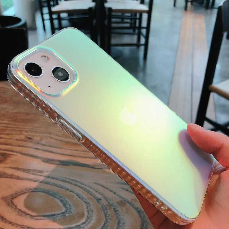 Luxury Matte Laser Gradient Clear Compatible with iPhone Case