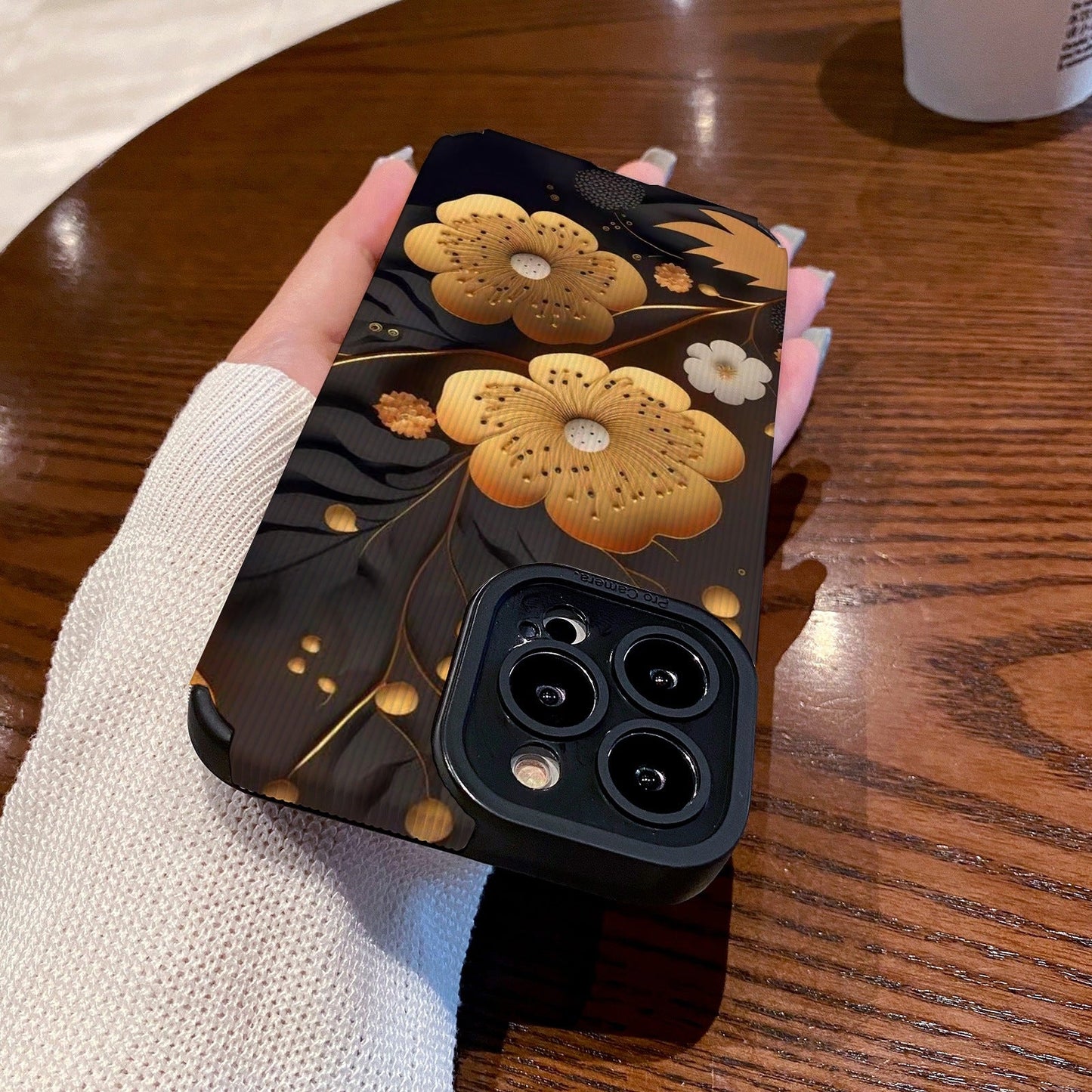 Gold Flower Floral Compatible with iPhone Case