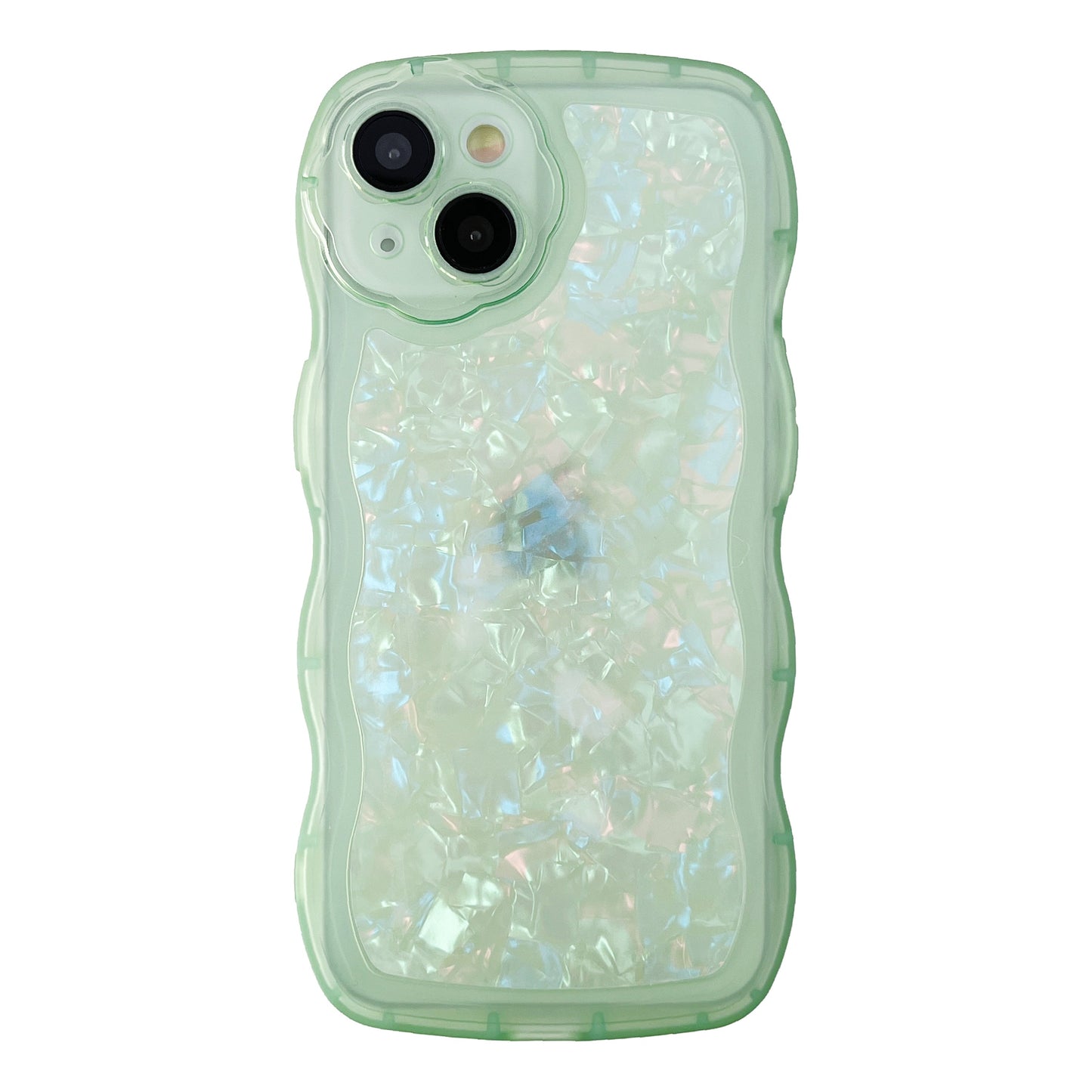 Glitter Shell Pattern Bling Sparkling Curly Wave Frame Compatible with iPhone Case