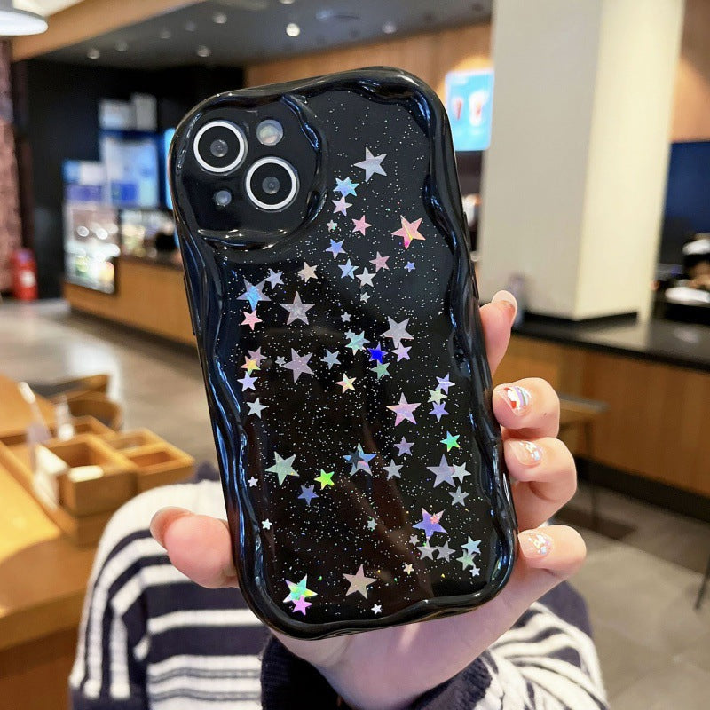 Curly Wave Glitter Stars Compatible with iPhone Case