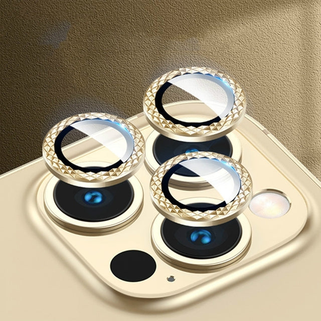 Diamond Lens Metal Ring Protector Glass Compatible with iPhone Camera Protectors