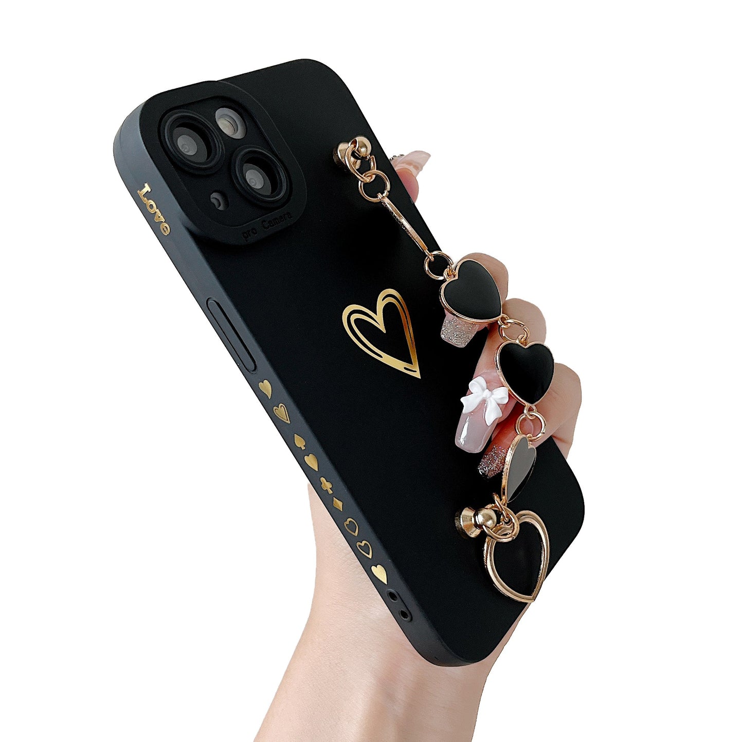 Cute Love Heart Wrist Strap Chain Bracelet Soft Compatible with iPhone Case