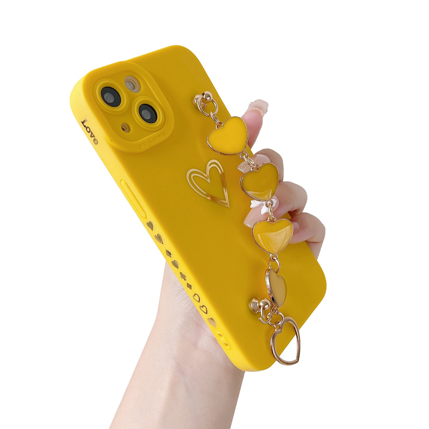 Cute Love Heart Wrist Strap Chain Bracelet Soft Compatible with iPhone Case