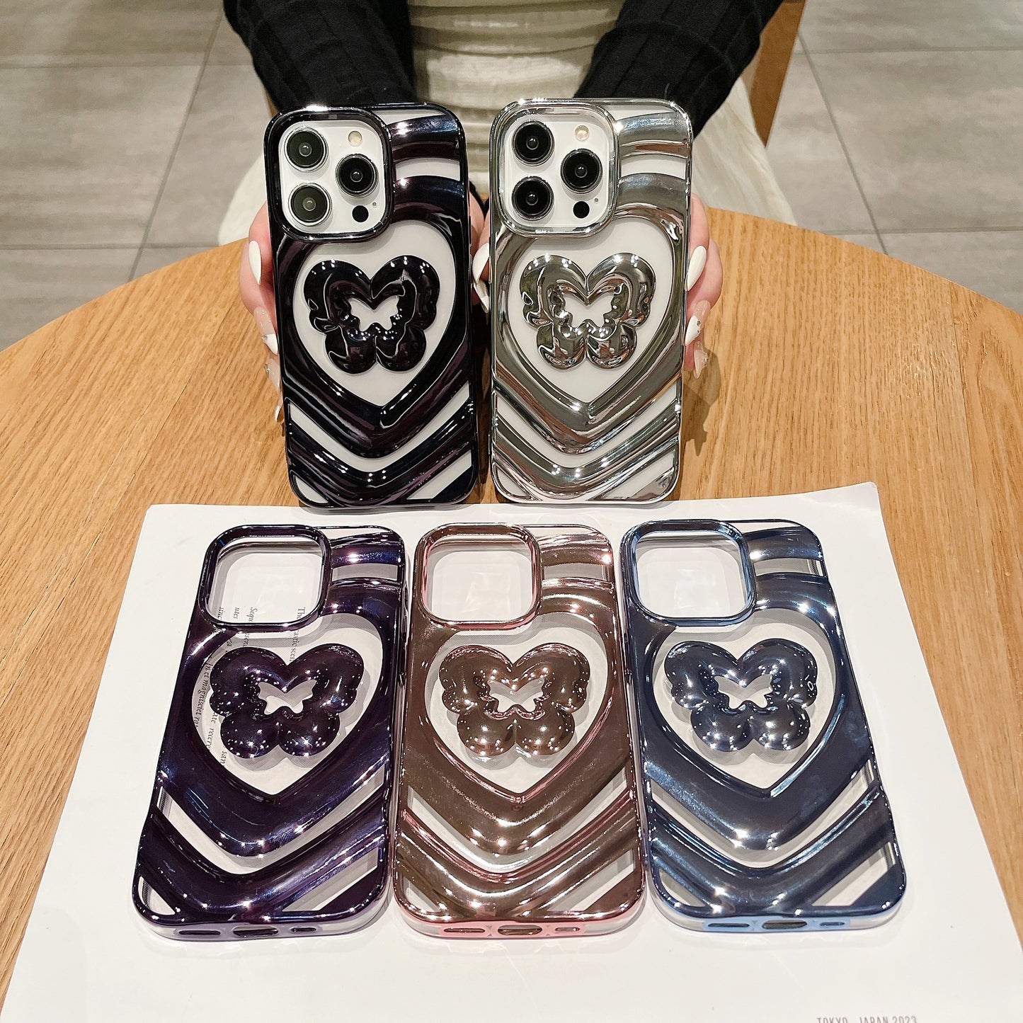 3D Plating Butterfly Love Heart iPhone Case