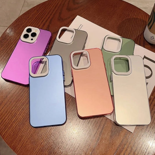 Luxury Solid Color Camera Protection iPhone Case