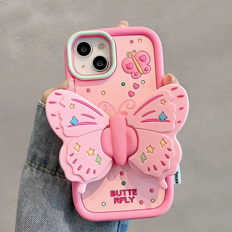 Lovely 3D Butterfly Folding Stand Bracket iPhone Case