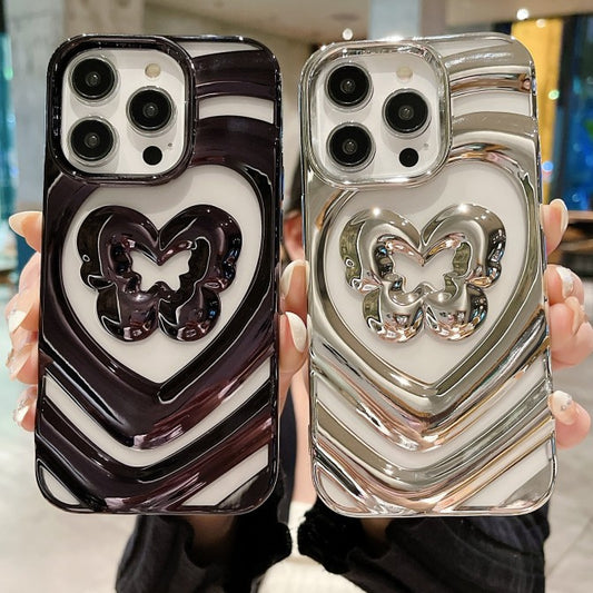 3D Plating Butterfly Love Heart iPhone Case