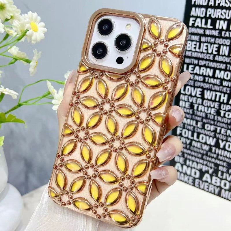 3D Chrome plating Electroplated Flower iPhone Case