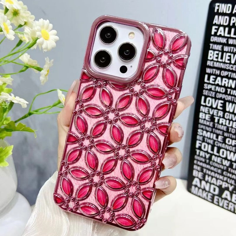 3D Chrome plating Electroplated Flower iPhone Case