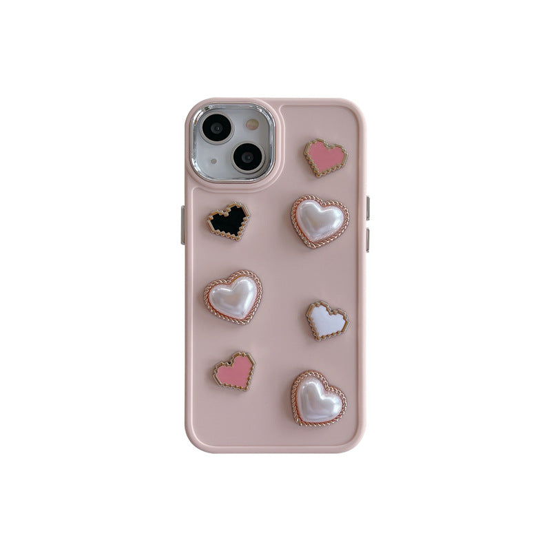 3D Love Heart Pearl iPhone Case