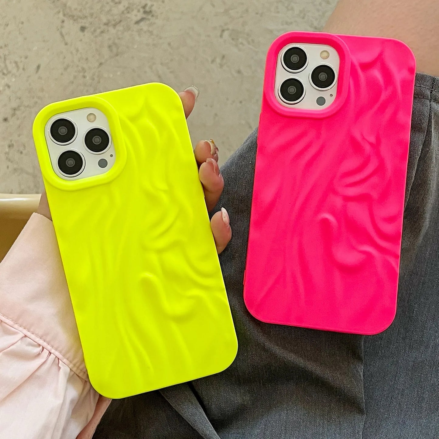 3D Fold Pleated Fluorescent iPhone Case