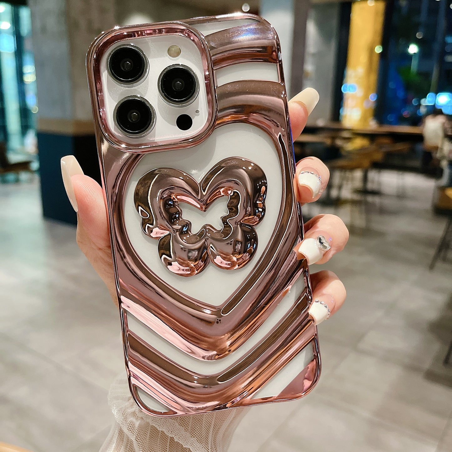 3D Plating Butterfly Love Heart iPhone Case
