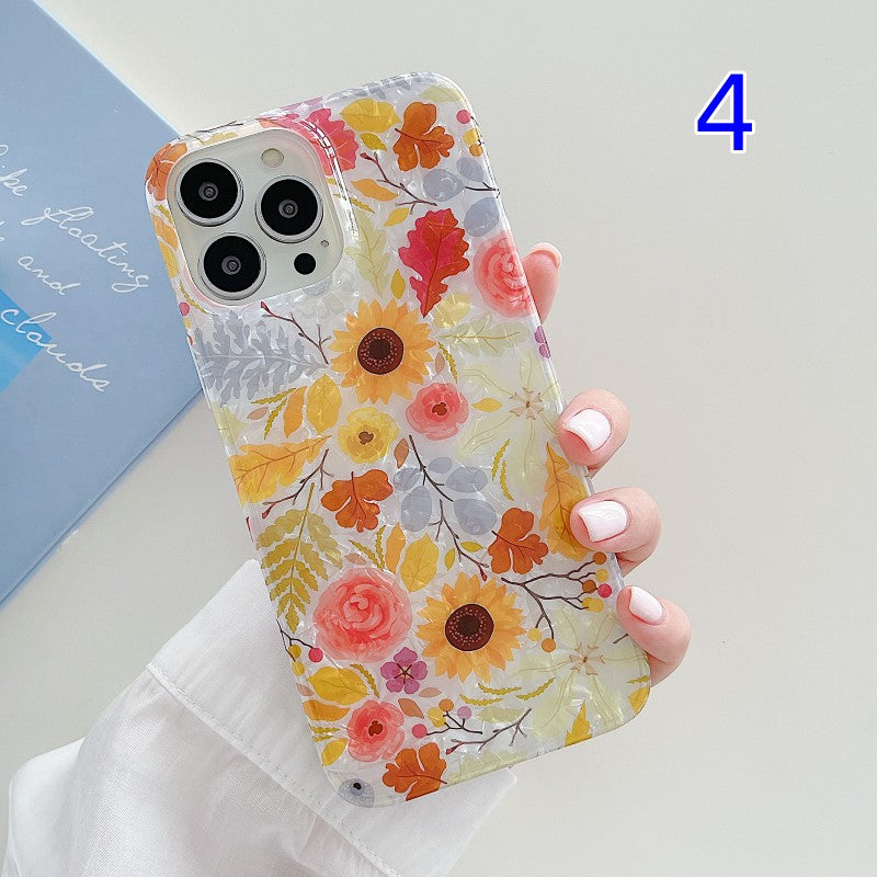 Cute Leopard Flower Shell iPhone Case