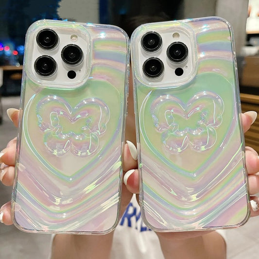 3D Laser Butterfly Love Heart iPhone Case