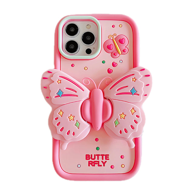 Lovely 3D Butterfly Folding Stand Bracket iPhone Case