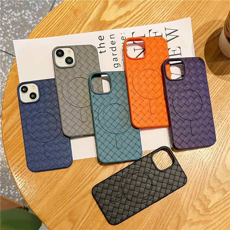 Weave Pattern Magnetic Case for iPhone Compatible with MagSafe Wireless Charging iPhone Case