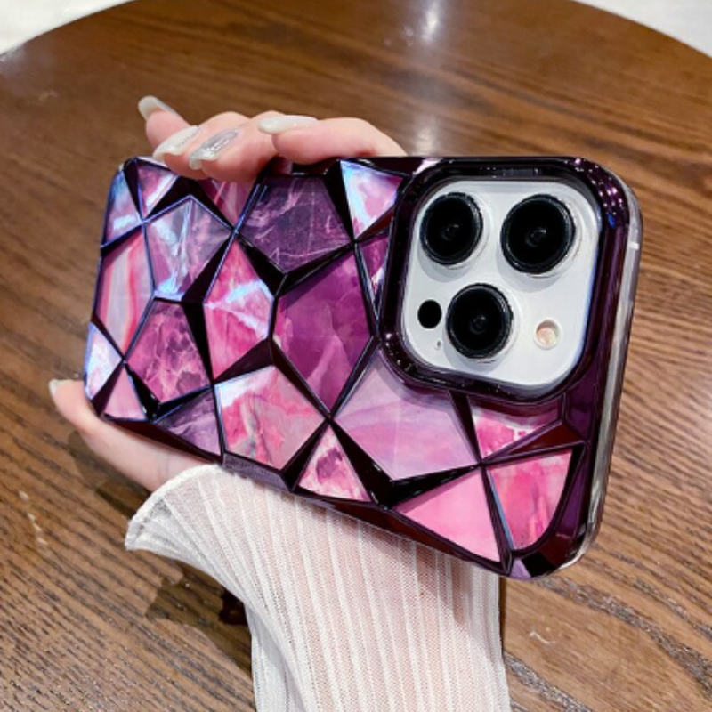 Geometric Cube Gird Marble iPhone Case