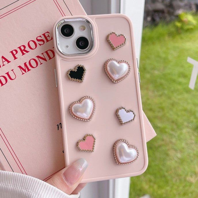 3D Love Heart Pearl iPhone Case