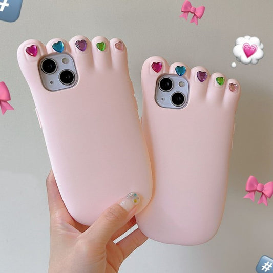 Foot Shape Love Heart Nail iPhone Case