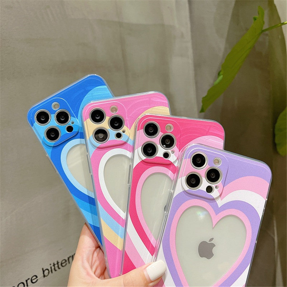 Colorful Love Heart Hollow Out iPhone Case