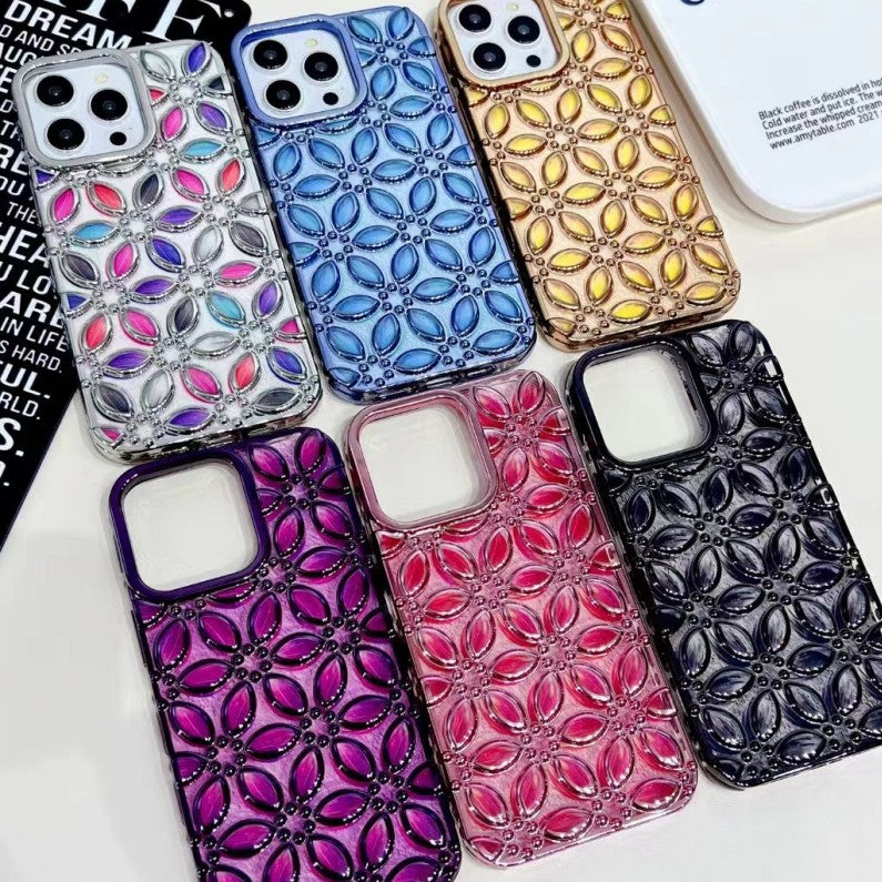 3D Chrome plating Electroplated Flower iPhone Case