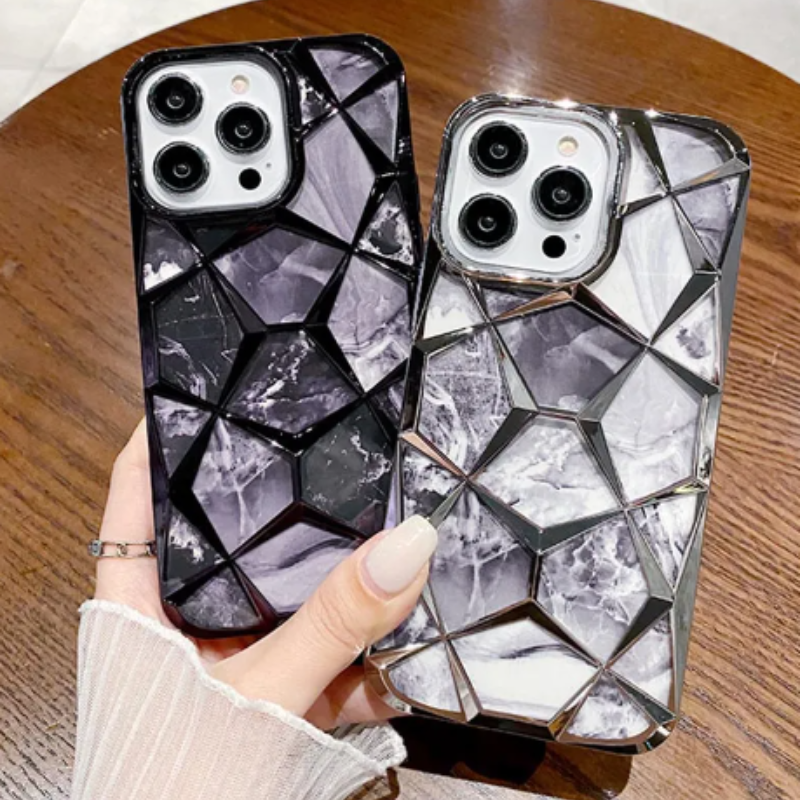 Geometric Cube Gird Marble iPhone Case